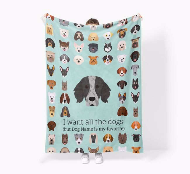 'All The Dogs' - Personalized {breedFullName} Blanket: Premium Sherpa Fleece